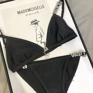 a wangロゴ　ビキニ Alexander Wang DIAMANTE LOGO BIKINI TOP IN JERSEY | REVERSIBLE